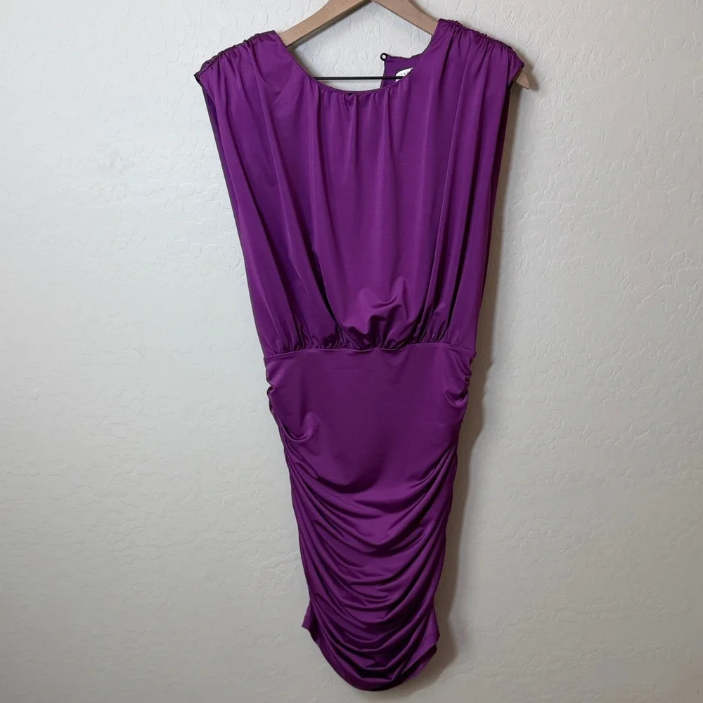 Veronica Beard Bora Satin Ruched Mini Dress in Dark Violet Size 6